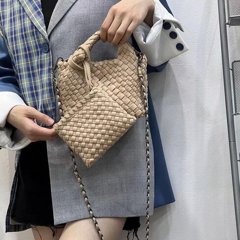 Women Handbags and Purses All-match Woven Composite Bag Travel Pouch Phone Bag Small Tote Shoulder Bag Chain Crossbody Bag in Kuwait