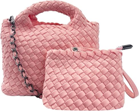 Women Handbags and Purses All-match Woven Composite Bag Travel Pouch Phone Bag Small Tote Shoulder Bag Chain Crossbody Bag in Kuwait