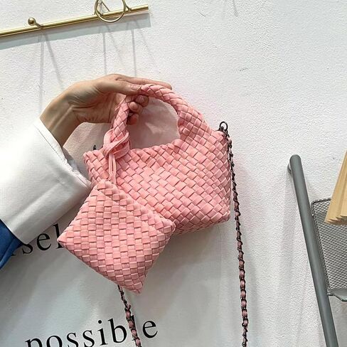 Women Handbags and Purses All-match Woven Composite Bag Travel Pouch Phone Bag Small Tote Shoulder Bag Chain Crossbody Bag in Kuwait