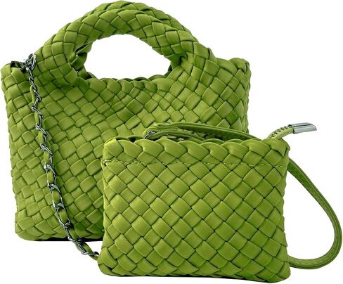 Women Handbags and Purses All-match Woven Composite Bag Travel Pouch Phone Bag Small Tote Shoulder Bag Chain Crossbody Bag in Kuwait