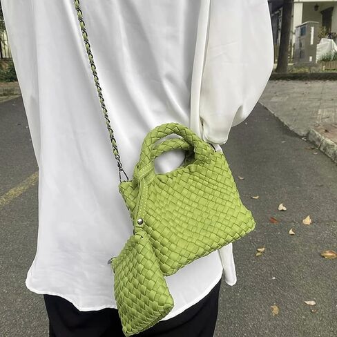 Women Handbags and Purses All-match Woven Composite Bag Travel Pouch Phone Bag Small Tote Shoulder Bag Chain Crossbody Bag in Kuwait