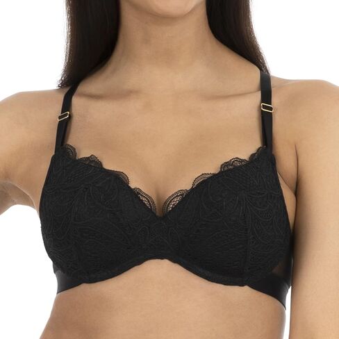 حمالة صدر لاسلكية من الدانتيل من لايفلي للنساء | حمالة صدر بتغطية متوسطة بدون سلك داخلي | تفاصيل دانتيل صدفي in Kuwait