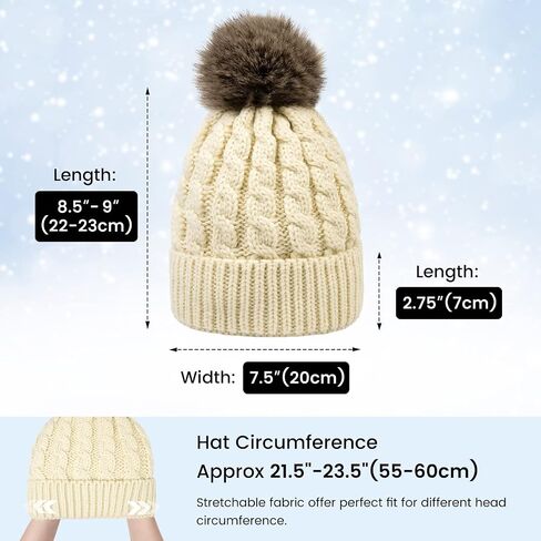 Simplicity Womens Winter Beanies Hand Knit Faux Fur Pompoms Beanie Hats in Saudi Arabia