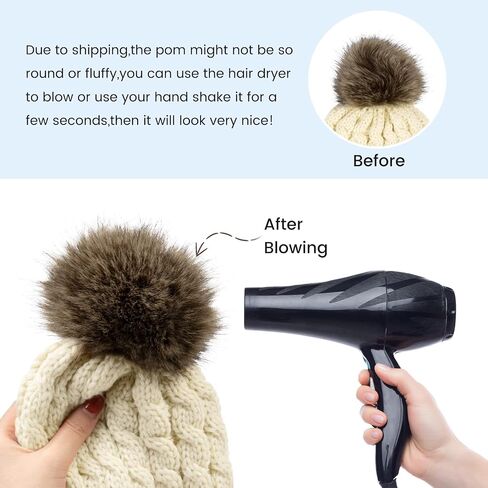 Simplicity Womens Winter Beanies Hand Knit Faux Fur Pompoms Beanie Hats in Saudi Arabia
