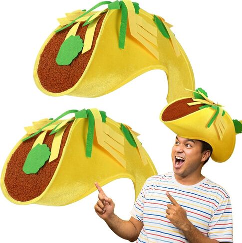 Mepase 2 جهاز كمبيوتر شخصى تاكو زي قبعة الكبار مجنون قبعة Sombrero مضحك الغذاء زي للجنسين هالوين سينكو دي مايو زي ملحق العيد تاكو الثلاثاء موضوع الحزب in Saudi Arabia