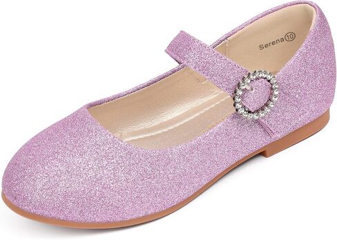 PANDANINJIA Sarena Girls Dress Shoes Rhinestone Flower Girl Ballerina Ballet Flats Mary Jane Wedding Party School Shoes for Toddler Little Kid Big Kid in Kuwait