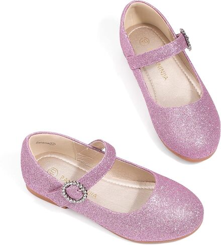 PANDANINJIA Sarena Girls Dress Shoes Rhinestone Flower Girl Ballerina Ballet Flats Mary Jane Wedding Party School Shoes for Toddler Little Kid Big Kid in Kuwait