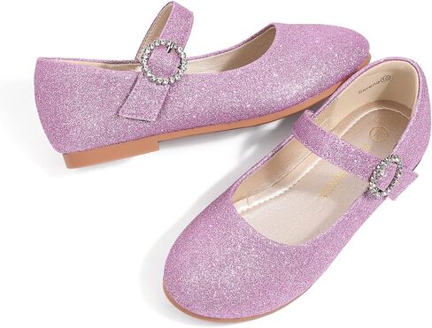 PANDANINJIA Sarena Girls Dress Shoes Rhinestone Flower Girl Ballerina Ballet Flats Mary Jane Wedding Party School Shoes for Toddler Little Kid Big Kid in Kuwait