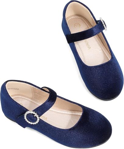 PANDANINJIA Sarena Girls Dress Shoes Rhinestone Flower Girl Ballerina Ballet Flats Mary Jane Wedding Party School Shoes for Toddler Little Kid Big Kid in Kuwait