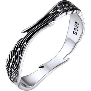 Silvora 925 Sterling Silver Angel Wings Band Rings for Women Men Personalized Custom with Gift Packaging