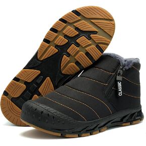 DXINZHI Men's Waterproof Snow Boots Warm Winter Boots Fur Lined Booties Non-Slip Lightweight Winter Shoes