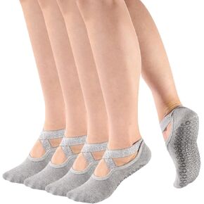 Womens and Girls Glitter Padded Anti Skid Non Slip Yoga Socks with Grips for Barre Pilate Ballet in Saudi Arabia
