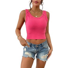 Venbond Workout Crop Tops for Women Seamless Sleeveless Cropped Tank Tops Racerback Going Out Tops