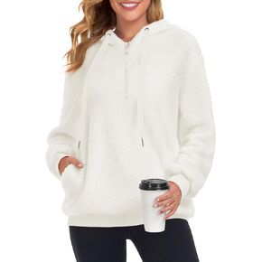 TBONTB Hoodies for Women Fuzzy Oversized Sweatshirt Zip Up Fleece Pullover Fluffy Sherpa with Pockets in Saudi Arabia