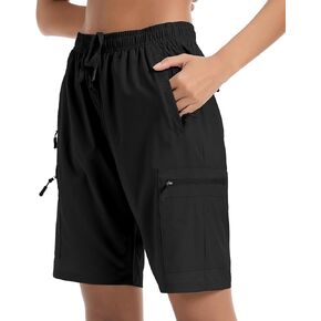 Hiking Cargo Womens Shorts Lightweight Casual Women Shorts Bermuda Summer Outdoor Shorts with Zipper Pockets for Traveling