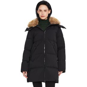 Orolay Women's Winter Thicken Puffer Jacket with Removable Faux Fur Hood Mid-Length Down Coat