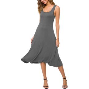 Urban CoCo Women's U-Neck Sleeveless Flared Midi Dress Summer Swing T-Shirt Dresses in Saudi Arabia