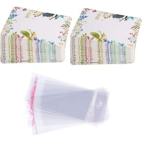 مجموعة بطاقات القرط، 100 قطعة من بطاقات عرض القرط الورقية مع 100 قطعة من أكياس الغلق الذاتي، علامات تنظيم حامل البطاقات الملونة الأنيقة DIY بطاقات التعبئة اليدوية لقلادة القرط (مرصعة بالنجوم) in Kuwait