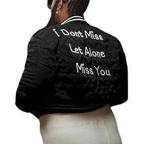jeecoin Women's Baseball Varsity Jacket Cropped Bomber Quilted Jackets Vintage Casual Lightweight Crop Top Coat