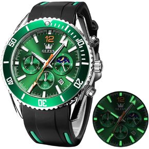 OLEVS Mens Watches Chronograph Waterproof Luminous Silicon Strap Multifunction Watches for Men Quartz Business Calendar Men Wrist Watch