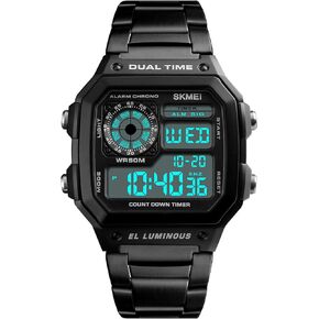 Men's Digital Multi-Function Watches Dual Time Alarm Stopwatch Countdown Backlight Waterproof Watch