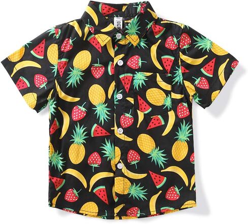 OCHENTA Men & Boys Lightweight Button Down Hawaiian Shirt, Floral Short Sleeve Aloha Tropical Dress Tops in Kuwait