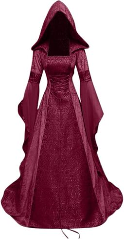 Kahbin Women Hooded Gothic Dress Medieval Corset Renaissance Dress Victorian Dress Halloween Costume in Kuwait