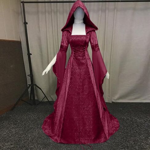 Kahbin Women Hooded Gothic Dress Medieval Corset Renaissance Dress Victorian Dress Halloween Costume in Kuwait