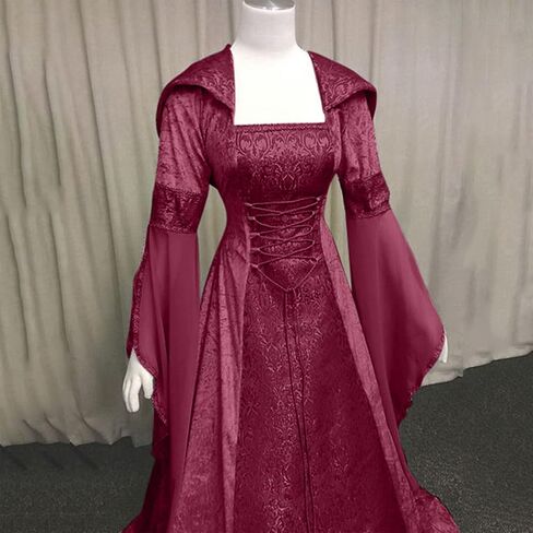 Kahbin Women Hooded Gothic Dress Medieval Corset Renaissance Dress Victorian Dress Halloween Costume in Kuwait
