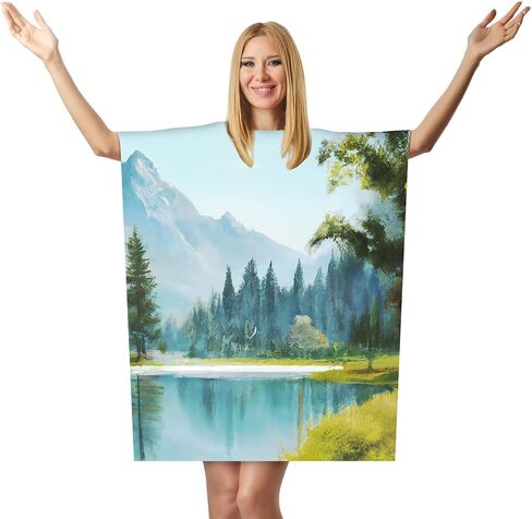 Hercicy Halloween Costumes Artist Painting Tree Tunic Dress Cute Women's Funny Painter Costume for Adults, Green in Saudi Arabia