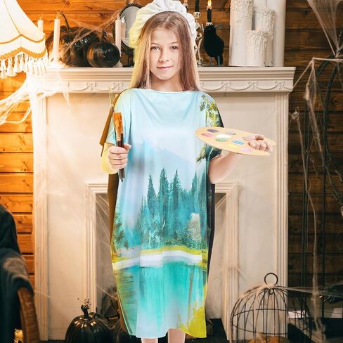 Hercicy Halloween Costumes Artist Painting Tree Tunic Dress Cute Women's Funny Painter Costume for Adults, Green in Saudi Arabia