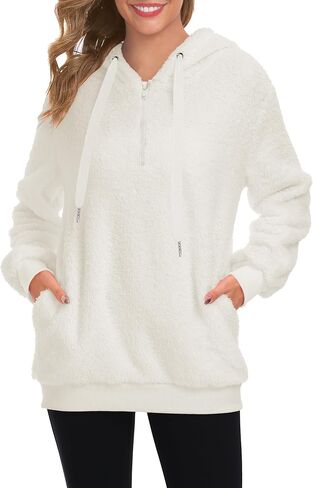 TBONTB Hoodies for Women Fuzzy Oversized Sweatshirt Zip Up Fleece Pullover Fluffy Sherpa with Pockets in Kuwait