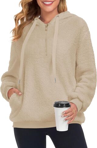 TBONTB Hoodies for Women Fuzzy Oversized Sweatshirt Zip Up Fleece Pullover Fluffy Sherpa with Pockets in Saudi Arabia