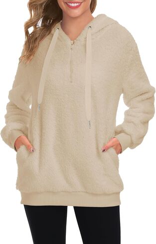 TBONTB Hoodies for Women Fuzzy Oversized Sweatshirt Zip Up Fleece Pullover Fluffy Sherpa with Pockets in Saudi Arabia