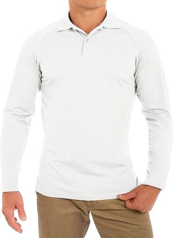 CC Perfect Slim Fit Long Sleeve Polo Shirts for Men + Stretch | Soft Fitted Breathable Collared Mens Long Sleeve Polo Shirts in Kuwait