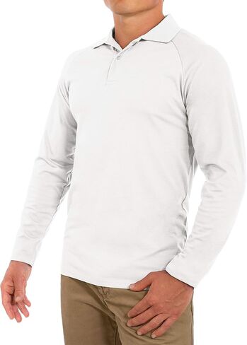 CC Perfect Slim Fit Long Sleeve Polo Shirts for Men + Stretch | Soft Fitted Breathable Collared Mens Long Sleeve Polo Shirts in Kuwait