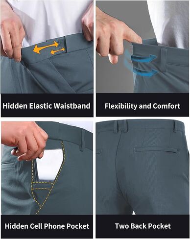 شورت Youper للرجال من Tech Golf مع حزام خصر مطاطي مخفي، مقاوم للتجاعيد 10 بوصات شورت رياضي كاجوال للعمل in Kuwait