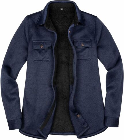 سترة نسائية من الصوف مبطنة بصوف الشيربا مع جيوب يدوية وأزرار سفلية وأكمام طويلة in Kuwait