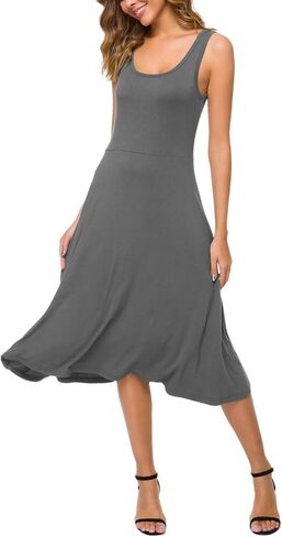 Urban CoCo Women's U-Neck Sleeveless Flared Midi Dress Summer Swing T-Shirt Dresses in Saudi Arabia