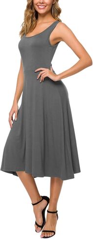 Urban CoCo Women's U-Neck Sleeveless Flared Midi Dress Summer Swing T-Shirt Dresses in Saudi Arabia