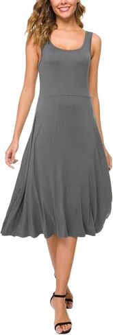 Urban CoCo Women's U-Neck Sleeveless Flared Midi Dress Summer Swing T-Shirt Dresses in Saudi Arabia