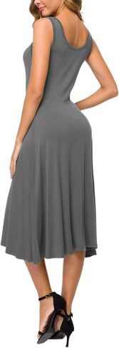 Urban CoCo Women's U-Neck Sleeveless Flared Midi Dress Summer Swing T-Shirt Dresses in Saudi Arabia