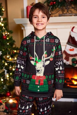 BesserBay Boys Funny Ugly Christmas 2 Piece Set with Graphic Sweatshirt and Pants 4-14 Years in Kuwait