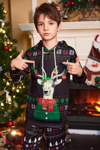 BesserBay Boys Funny Ugly Christmas 2 Piece Set with Graphic Sweatshirt and Pants 4-14 Years in Kuwait