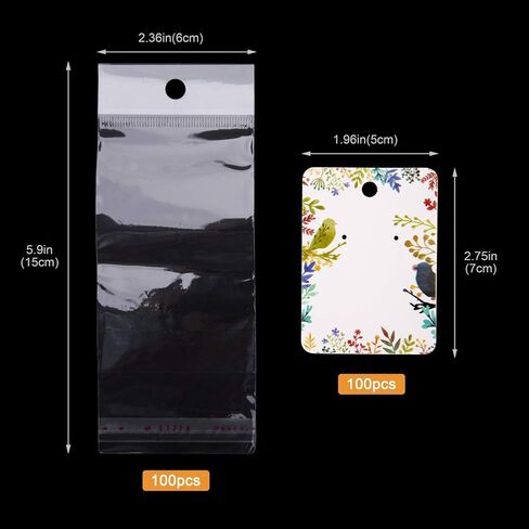 مجموعة بطاقات القرط، 100 قطعة من بطاقات عرض القرط الورقية مع 100 قطعة من أكياس الغلق الذاتي، علامات تنظيم حامل البطاقات الملونة الأنيقة DIY بطاقات التعبئة اليدوية لقلادة القرط (مرصعة بالنجوم) in Kuwait