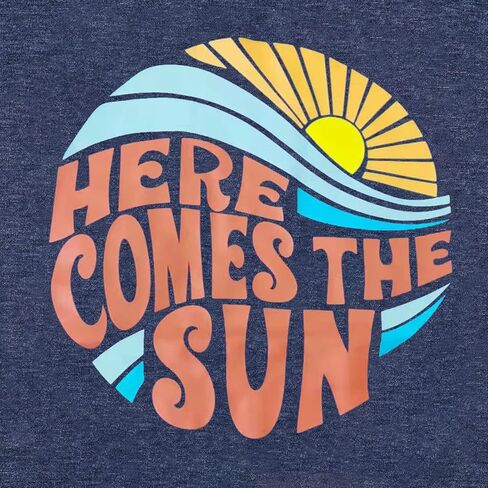 Here Come The Sun Shirt Women Summer Sunshine Print Beach Tops Vintage Vacation Short Sleeve T Shirt in Kuwait