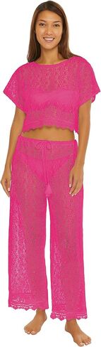 Trina Turk Women's Standard Whim Crochet Crop Top-Beach Shirt, Swimwear Separates in Saudi Arabia