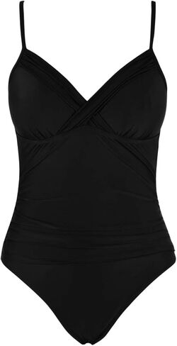 Hilor Women's One Piece Swimsuits Front Twist Swimwear V Neck Shirred Bathing Suit Monokini Tummy Control in Kuwait