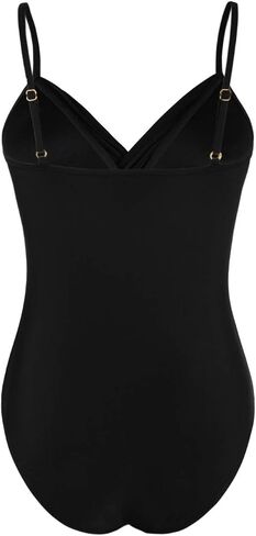 Hilor Women's One Piece Swimsuits Front Twist Swimwear V Neck Shirred Bathing Suit Monokini Tummy Control in Kuwait