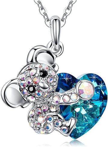 الأزرق الحب الأحجار الكريمة الدب كوالا كريستال الحيوان قلادة للنساء الفتيات مجوهرات الهدايا, الزنك, كريستال in Kuwait